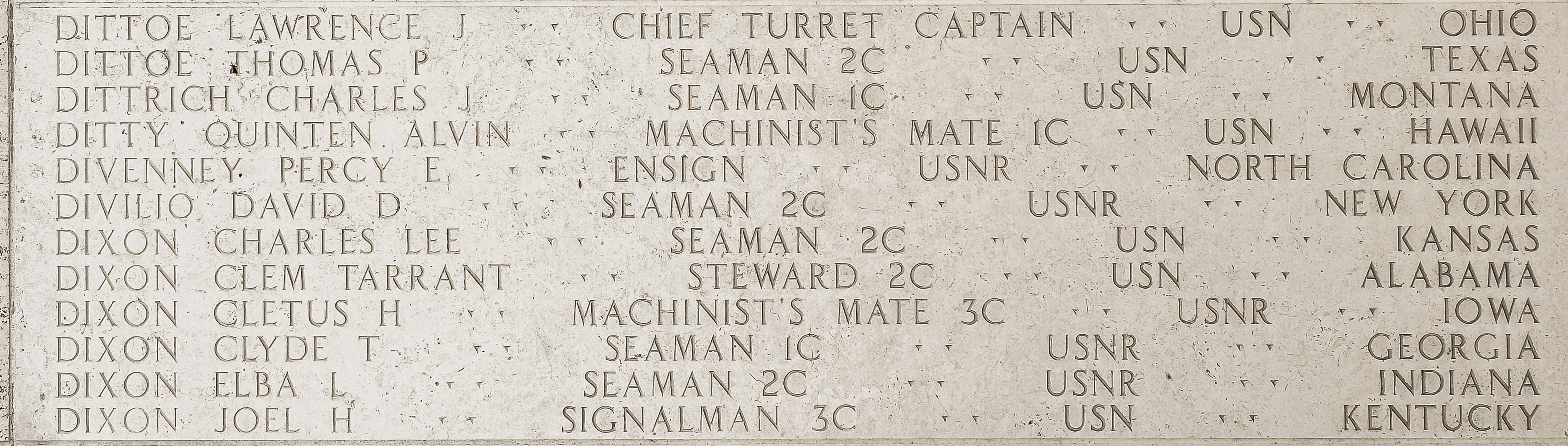 Clem Tarrant Dixon, Steward Second Class